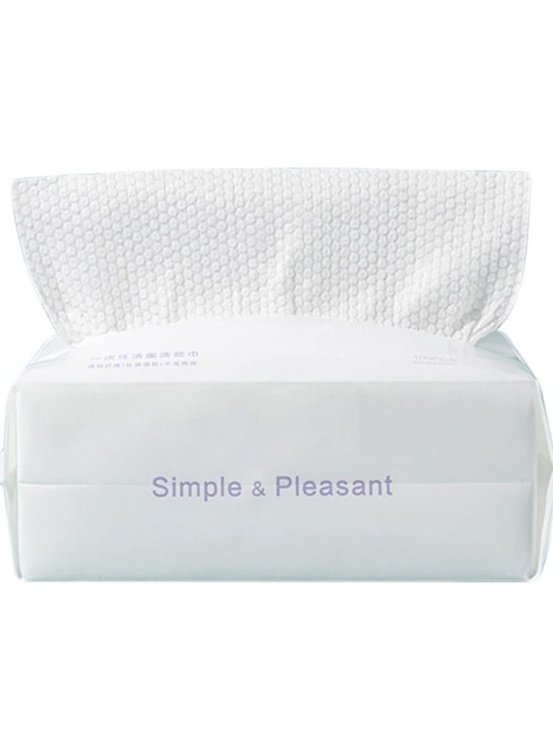SOLARAE Extra Thick Large Disposable Cotton Face Towels - Lint-Free Makeup Removal Wipes for Sensitive Skin Care (100 Sheets) - Reusable and Ideal for Gentle Cleansing. - Image 1