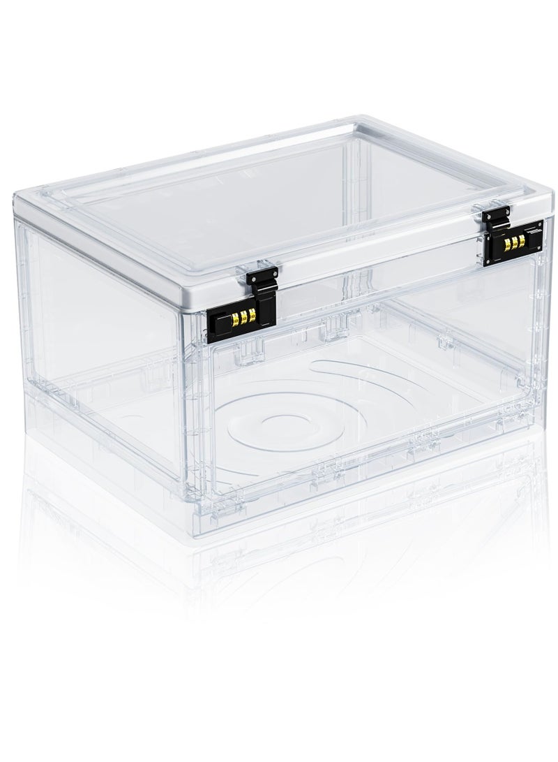 Zikra Medicine Lock Box with Combination Locker, Medication LockBox for Medical Safe Cabinet, Files Documents Organizer, Lockable Cell Phone Jail, Tablet Holder, Food, Snacks, Clear - Image 1