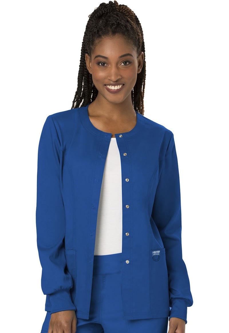 Cherokee Women's Snap Front Warm-up Jacket, Royal, Large - Image 1