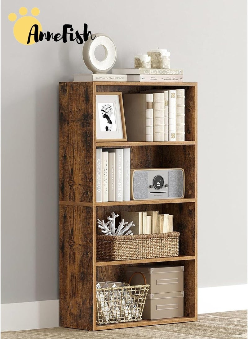 AnneFish 4 Tier Bookcase Bookshelf Storage Shelves Open Display Rack Compartment Design Standing Shelving Kitchen Bakers Rack Microwave Oven Stand For Living Room And Kitchen - Image 1