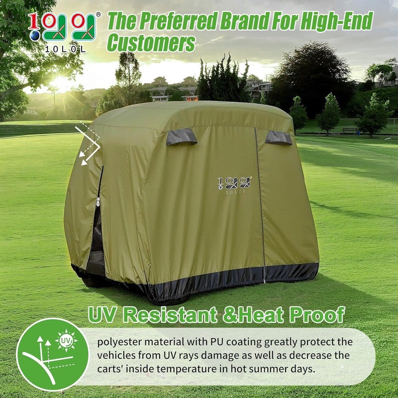 10L0L 4 Passenger Golf Buggy Cover - Waterproof, Windproof, Sunproof Outdoor Polyester with Zipper Doors - Image 2