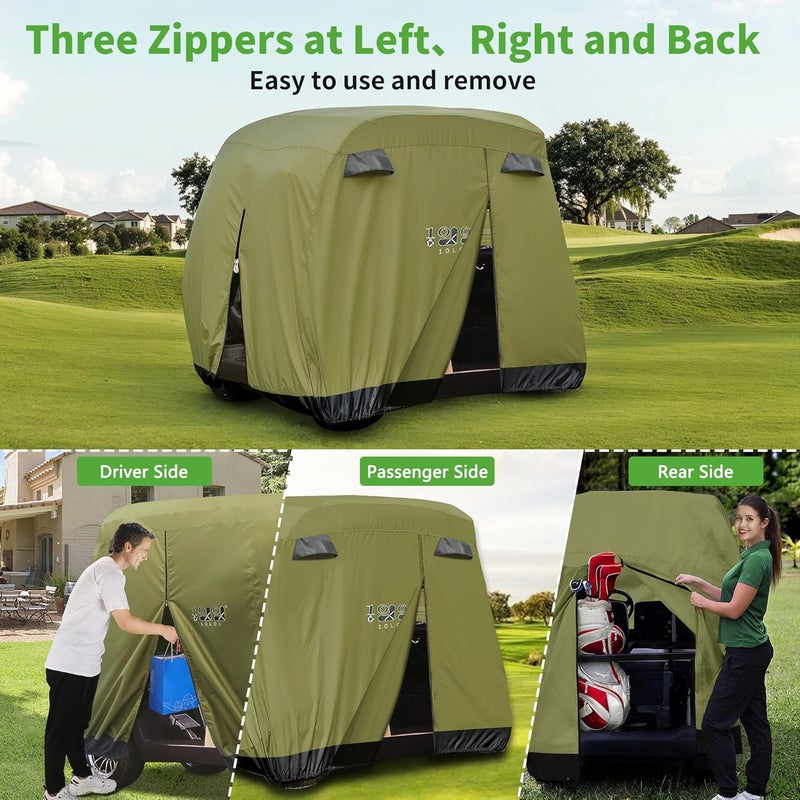 10L0L 4 Passenger Golf Buggy Cover - Waterproof, Windproof, Sunproof Outdoor Polyester with Zipper Doors - Image 5