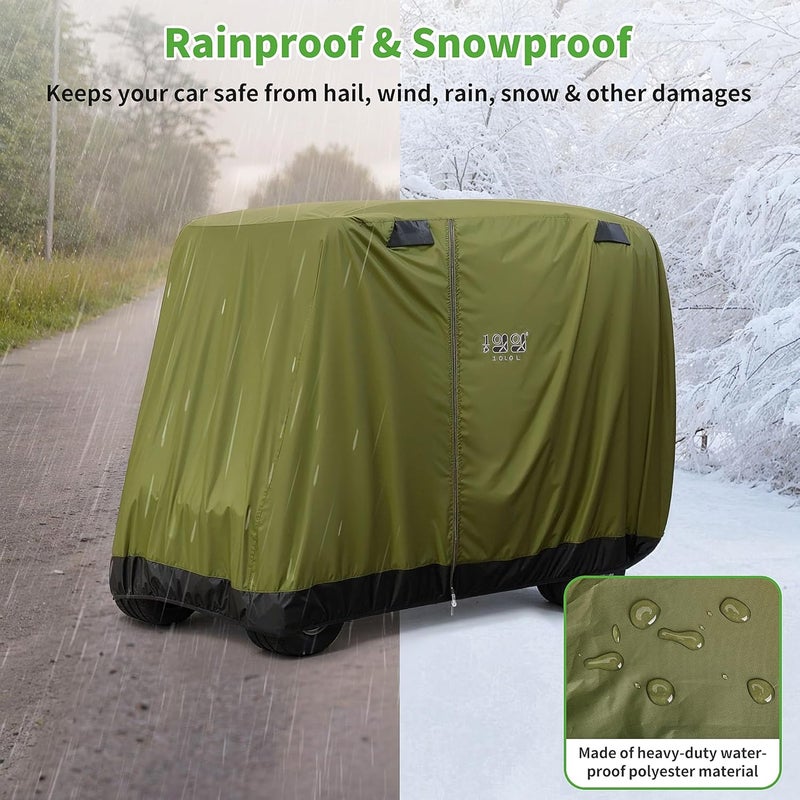 10L0L 4 Passenger Golf Buggy Cover - Waterproof, Windproof, Sunproof Outdoor Polyester with Zipper Doors - Image 4