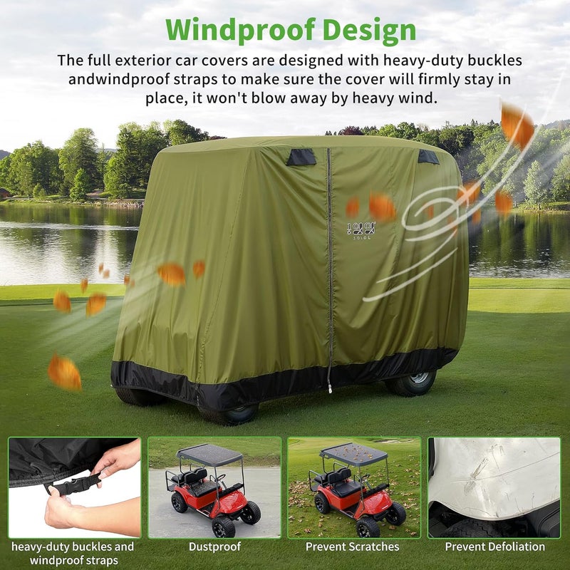 10L0L 4 Passenger Golf Buggy Cover - Waterproof, Windproof, Sunproof Outdoor Polyester with Zipper Doors - Image 3