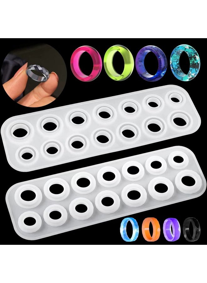RADESCOO - Resin Ring Molds Silicone Silicone For Epoxy Resin 14 Sizes With Round And Rhombic Faces Making Rings Earrings Pendants Crafts Christmas Gifts - Image 1