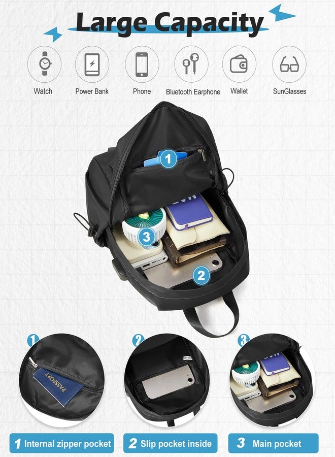 SEAFEW Small Black Sling Backpack Travel Hiking Daypack, Crossbody Sling Bag with USB Charging Port for Men Women 3 Layer Pockets One Shoulder Bag for Outdoor Sports Casual Commuting - Image 4