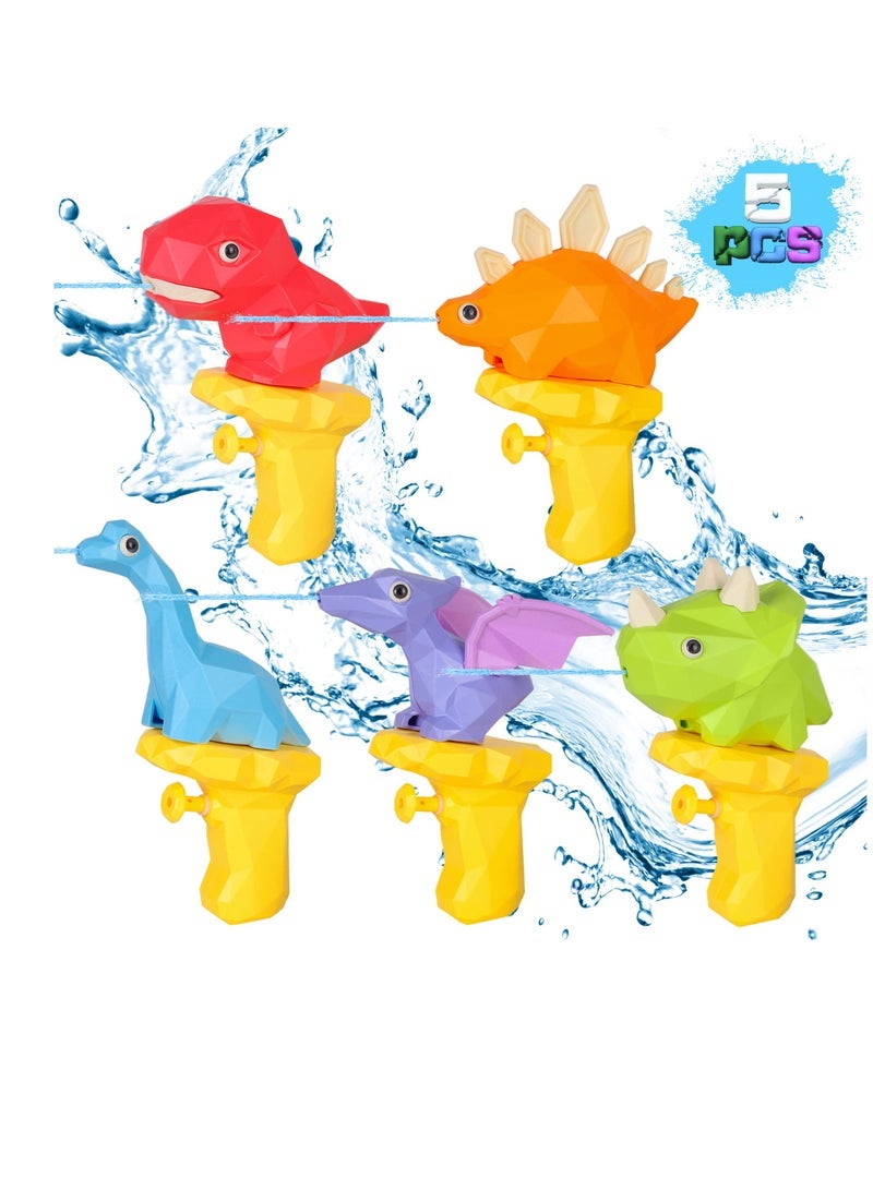 Captaintech 5 Pieces Children's Water Guns Small Dinosaur Water Guns Water Guns Soak Summer Swimming Pool Beach Party Toys - Image 1