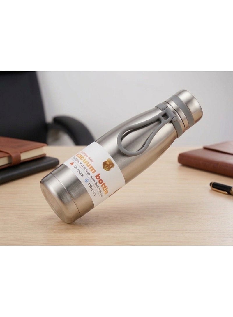 Premium Stainless Steel Vacuum Insulated Water Bottle – Double-Wall Thermos Flask, Keeps Drinks Cold for 24 Hours & Hot for 12 Hours, Leak-Proof & BPA-Free Reusable Bottle for Sports, Gym & Travel (650ml) Silver - Image 3