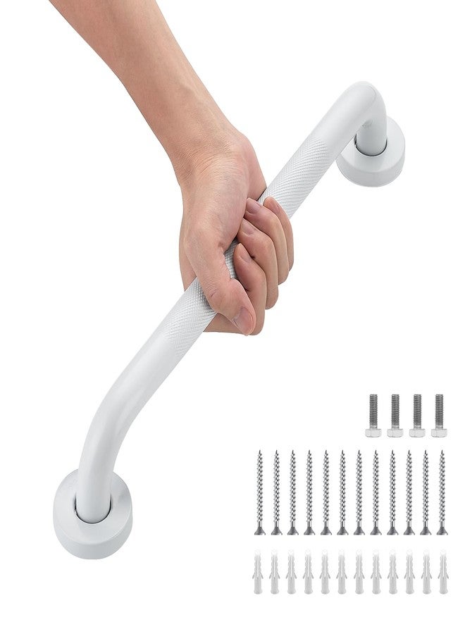 Ravinte Hardware 2 Pack Grab Bars for Shower, 12 Inch Anti Slip Stainless Steel Knurled White Modern Grab Bars for Seniors & Elderly, 1" Diameter - Image 1