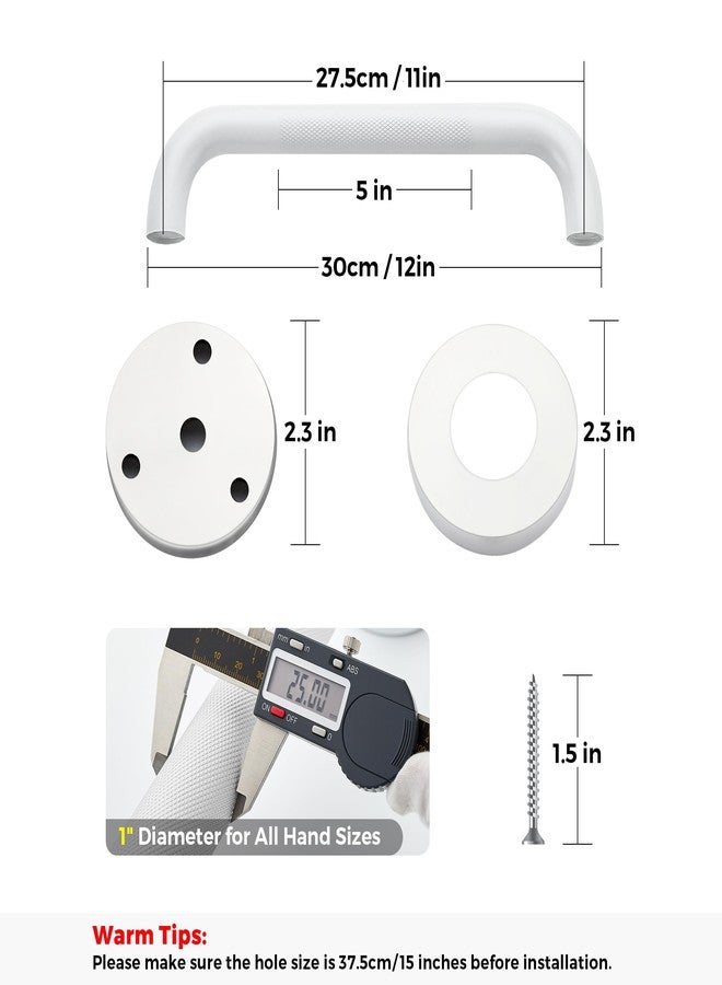 Ravinte Hardware 2 Pack Grab Bars for Shower, 12 Inch Anti Slip Stainless Steel Knurled White Modern Grab Bars for Seniors & Elderly, 1" Diameter - Image 4