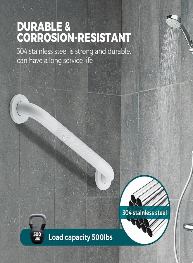 Ravinte Hardware 2 Pack Grab Bars for Shower, 12 Inch Anti Slip Stainless Steel Knurled White Modern Grab Bars for Seniors & Elderly, 1" Diameter - Image 5
