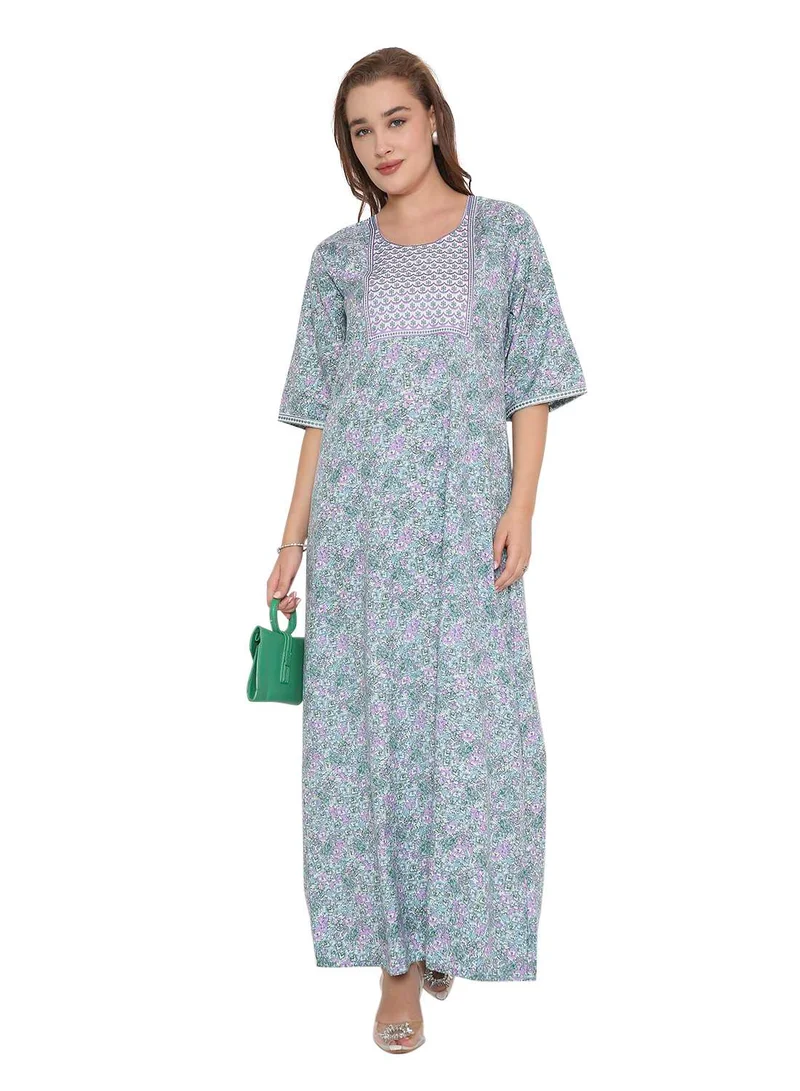 HANA & SARA SHORT SLEEVE UNIQUE PRINTED LONG ARABIC FARASHA KAFTAN JALABIYA DRESSES