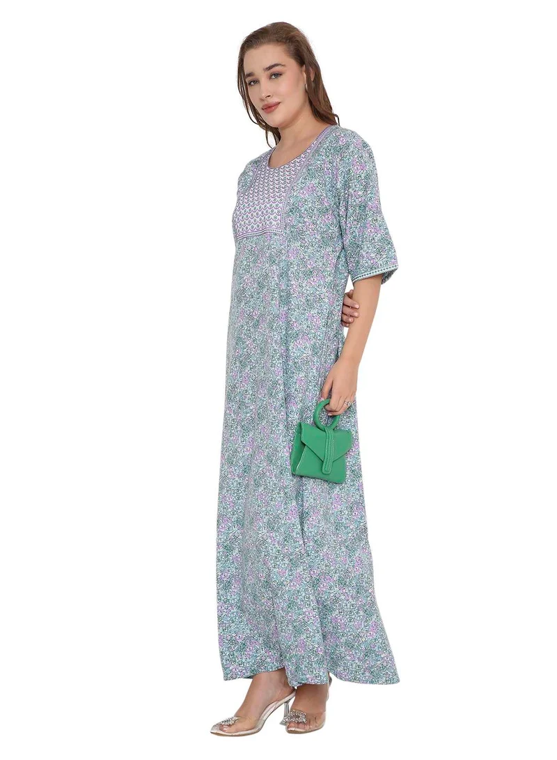 HANA & SARA SHORT SLEEVE UNIQUE PRINTED LONG ARABIC FARASHA KAFTAN JALABIYA DRESSES