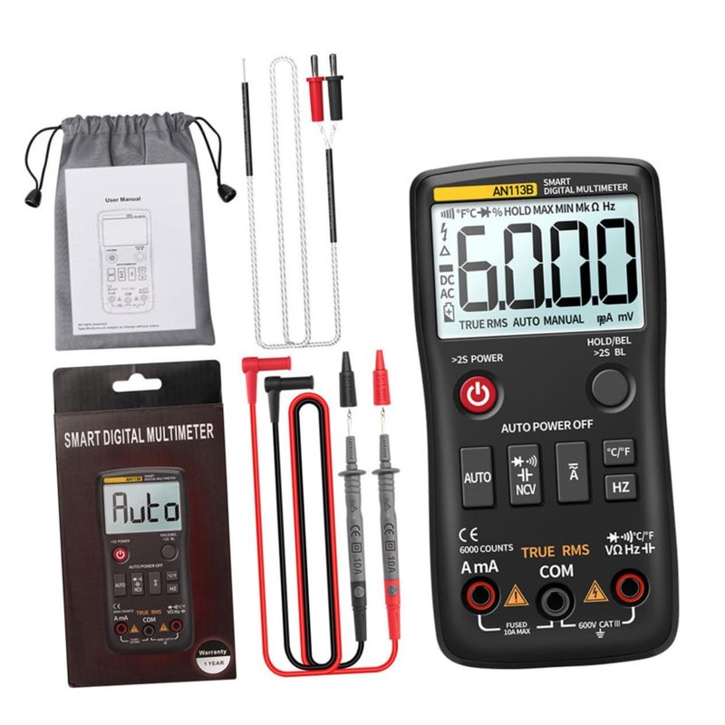 Digital Multimeter Automatic Intelligent Multitester Portable Tester with Standard Probes - Image 2