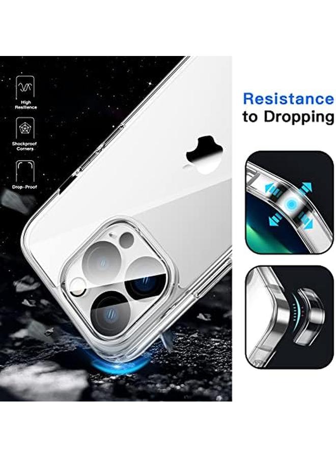 جي تيك جراب 5 في 1 لهاتف Iphone 13 Pro مقاس 6.1 بوصة مع قطعتين من واقي الشاشة وقطعتين من واقي عدسة الكاميرا غير قابل للاصفرار وغطاء كامل من الزجاج المقوى المقاوم للصدمات لهاتف شفاف - Image 4