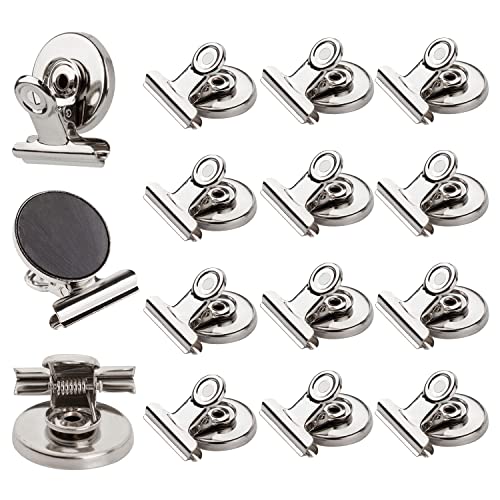 Ninth Five Strong Magnetic Clips - Heavy Duty Refrigerator Magnet Clips - 31mm Wide 12Pack Scratch Safe - Clip Magnets Best for House Office School Use, Hanging Home Decoration, Photo Displays - Image 1
