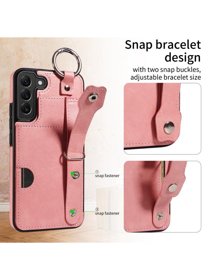 S-TOP Case For Samsung Galaxy S22+ 5G Calf Texture Wrist Card Slot Ring Phone Case - Image 2