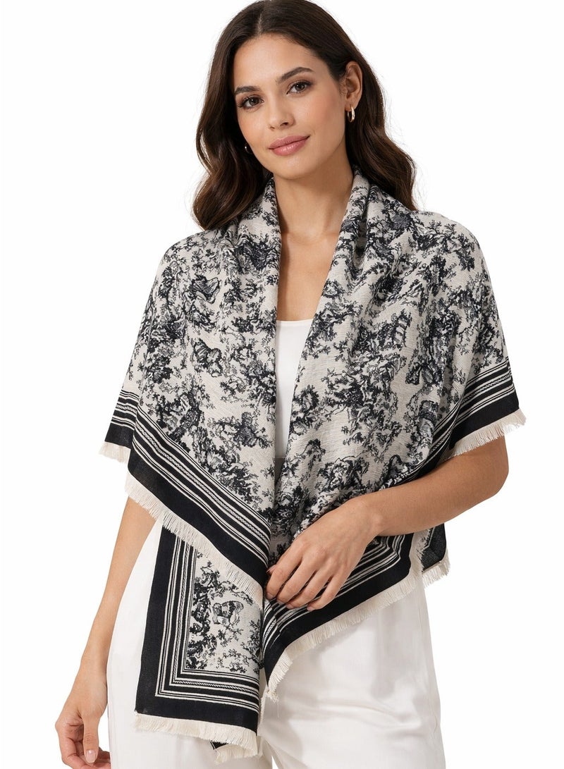 اوشحة للنساء، شالات باشمينا ناعمة متعددة الاستخدامات، شال بطانية، اوشحة كبيرة للنساء، شال لف للارتداء في المساء والبطانية، رداء بونشو مفتوح من الامام - Image 1