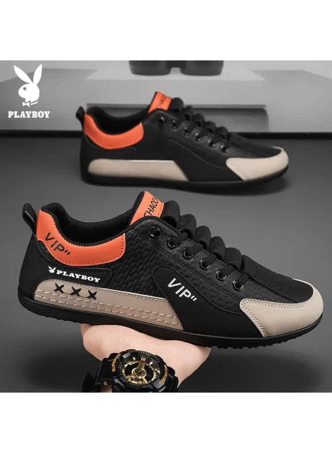 Playboy Men's Shoes Spring Summer Dad Sneakers Casual Fashion Sports Running Shoes Black Size 43 - Image 1