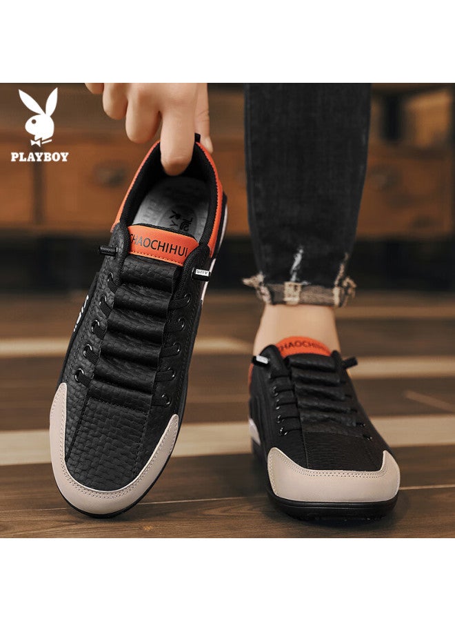 Playboy Men's Shoes Spring Summer Dad Sneakers Casual Fashion Sports Running Shoes Black Size 43 - Image 2