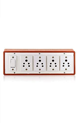 TULSI TRADERS Tulsi Traders PVC Brown Extension Board with 4 SOCKETS 1 Switch with Extension Cord 4 Meter Cord  - Image 2