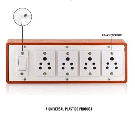 TULSI TRADERS Tulsi Traders PVC Brown Extension Board with 4 SOCKETS 1 Switch with Extension Cord 4 Meter Cord  - Image 5