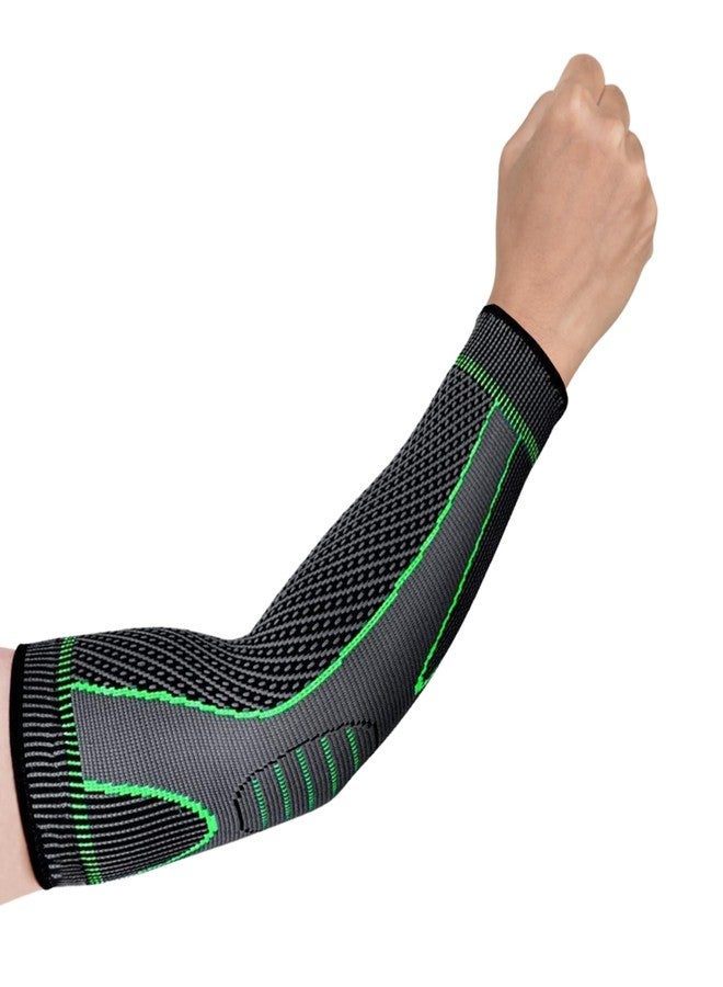 Prokick FlexiFit Elbow Support|Elbow Support for Gym|Elbow Brace for Men Women Workout|Elbow Compression Sleeves for Tendonitis Pain Relief, Tennis, Volleyball, Cricket|1 Pair|Grey/Green - Large - Image 1