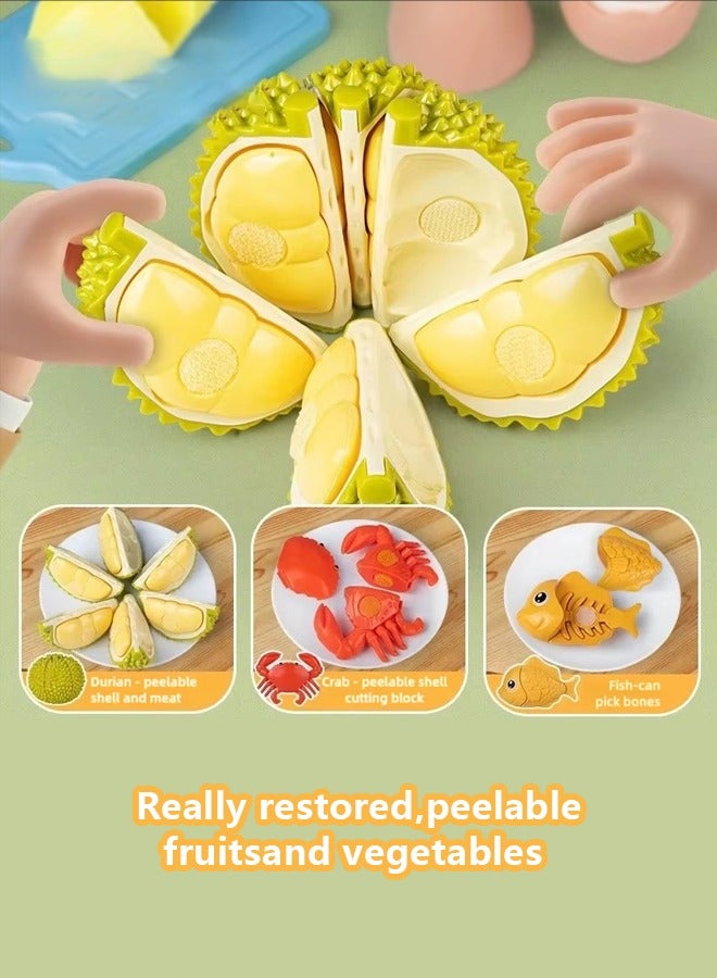 40pcs Durian bucket cutting toy food,Cutting Play Food Toy for Kids Kitchen,Pretend Play Food for Kids Kitchen,Using durian barrels to pack fruits and vegetable accessories, vegetable food toys, fruits, and pretend food,Toy kitchen accessories, perfect educational toys for toddler boys and girls, gifts for boys and girls  - Image 4