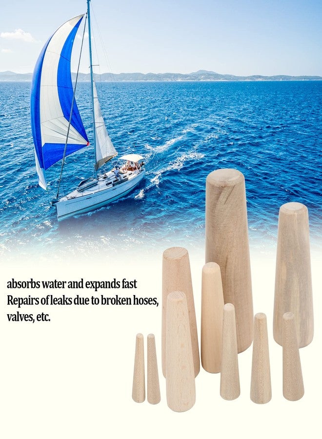 Estink Soft Wood Plugs Tapered, Pack of 10 Wood Log Marine Through Hull Plugs Emergency Soft Wood Plugs Drain Plug 7 Different Sizes Wooden Plugs Set for Boat Yacht Marine Accessories - Image 3