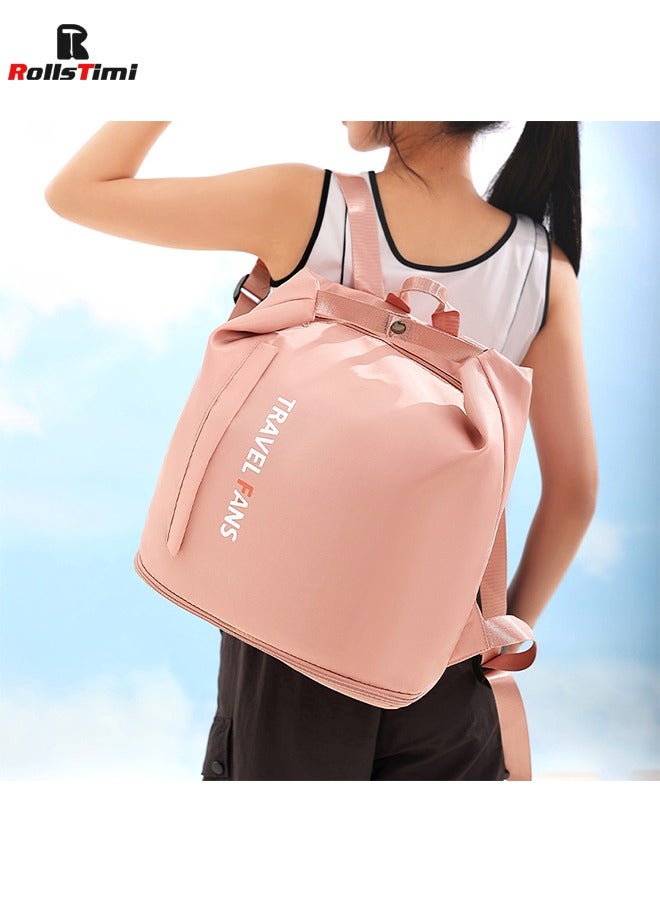 رولستيمي مقاوم للماء السباحة على ظهره الرطب / الجاف منفصلة حقيبة قاعة رياضة رحلة عمل الملابس الأحذية حقيبة التخزين ، الوردي - Image 2