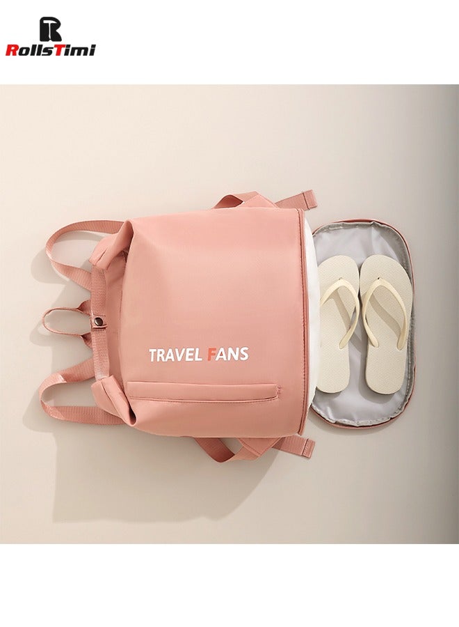 رولستيمي مقاوم للماء السباحة على ظهره الرطب / الجاف منفصلة حقيبة قاعة رياضة رحلة عمل الملابس الأحذية حقيبة التخزين ، الوردي - Image 3
