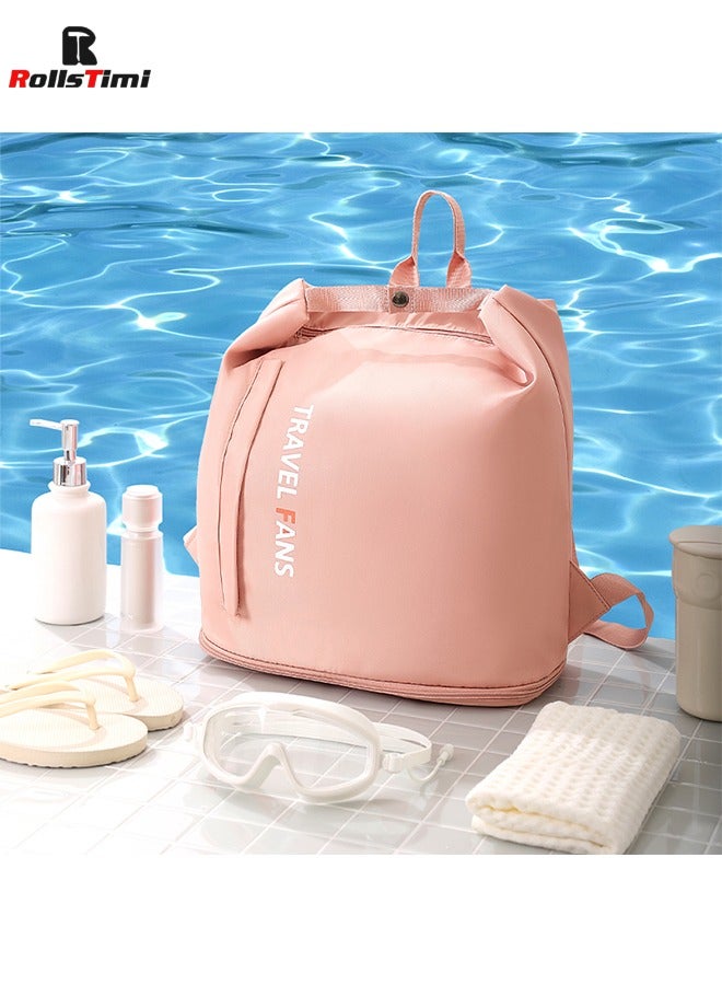 رولستيمي مقاوم للماء السباحة على ظهره الرطب / الجاف منفصلة حقيبة قاعة رياضة رحلة عمل الملابس الأحذية حقيبة التخزين ، الوردي - Image 4