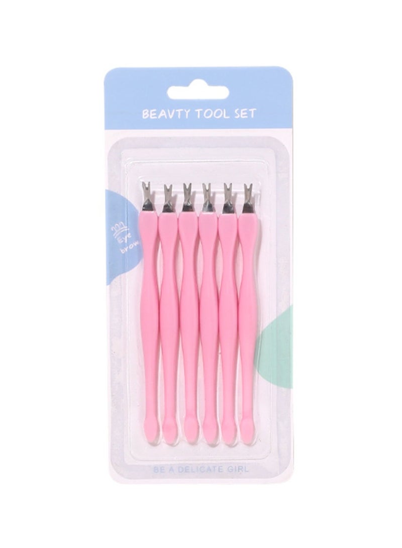 6 قطع ، أدوات فن الأظافر ، أدوات علاج الأظافر ، أدوات الجلد الميت يسهل حملها ، وردي - Image 1