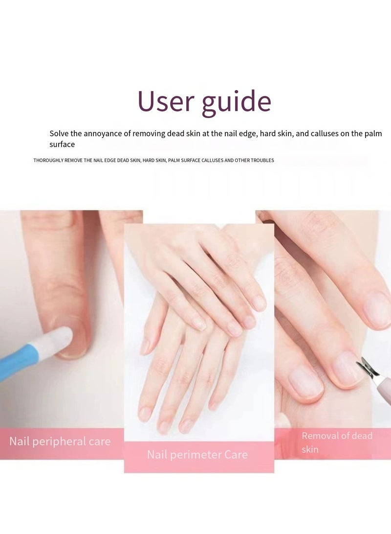 6 قطع ، أدوات فن الأظافر ، أدوات علاج الأظافر ، أدوات الجلد الميت يسهل حملها ، وردي - Image 3
