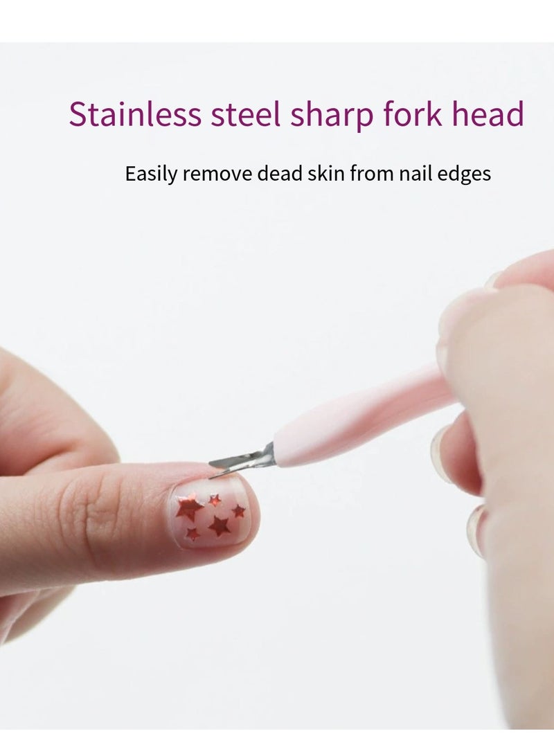 6 قطع ، أدوات فن الأظافر ، أدوات علاج الأظافر ، أدوات الجلد الميت يسهل حملها ، وردي - Image 2