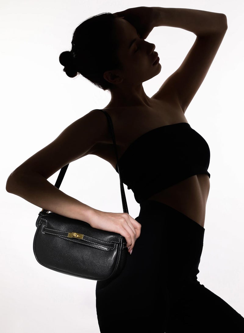 Haute Sauce Solid Interlock Regular Vegan Leather Sling Bag For Women  - Image 3