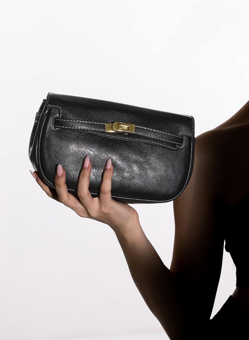 Haute Sauce Solid Interlock Regular Vegan Leather Sling Bag For Women  - Image 2