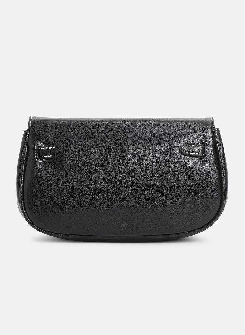 Haute Sauce Solid Interlock Regular Vegan Leather Sling Bag For Women