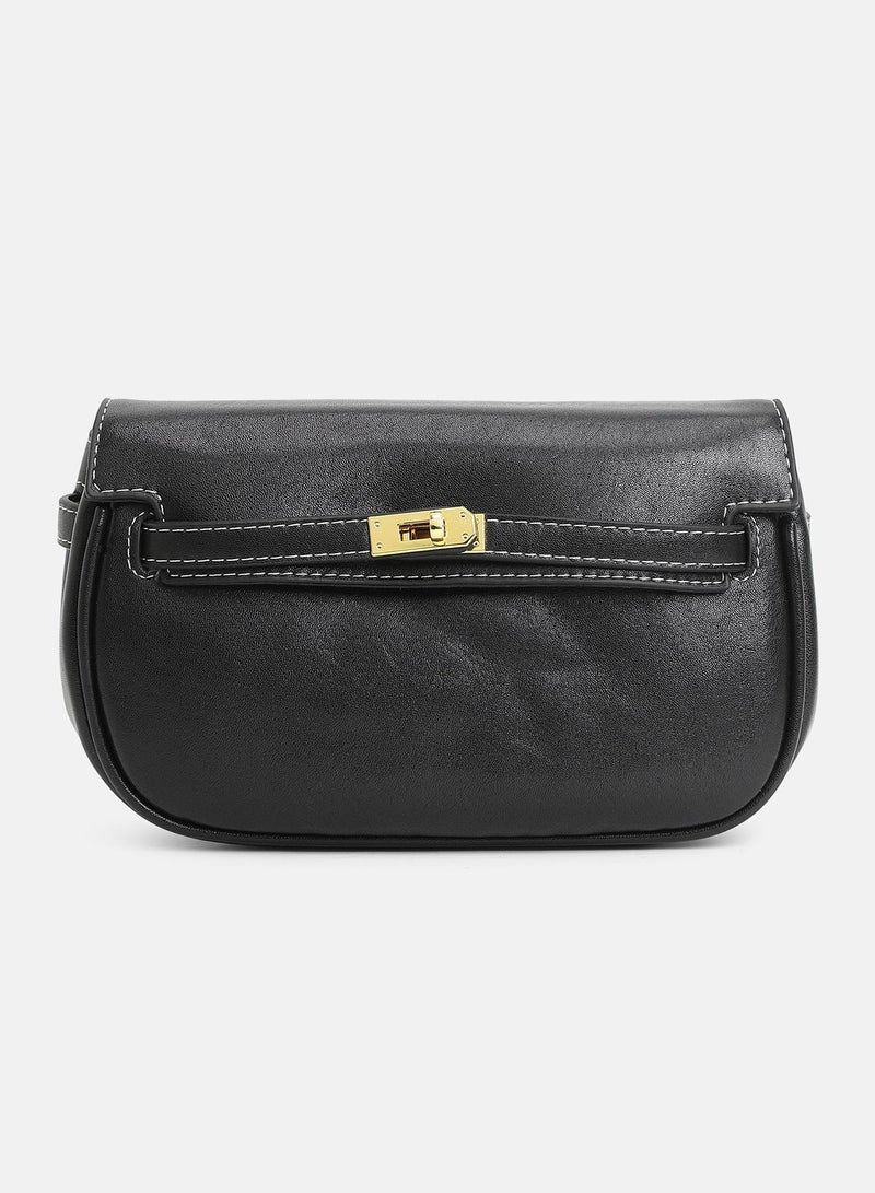 Haute Sauce Solid Interlock Regular Vegan Leather Sling Bag For Women  - Image 5