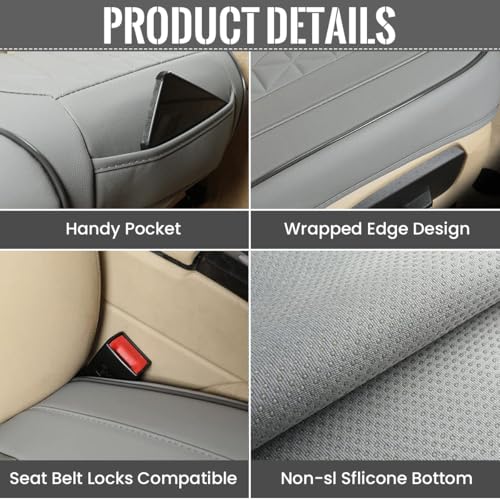 STHIRA Luxury Faux Leather Seat Cover for Car Comfortable & Durable Car Seat Cover with Anti-Slip Wrap-Around Seat Cushion for Driving Seat Cushion Universal Fit for Most Vehicles, 52x49cm, Black - Image 3