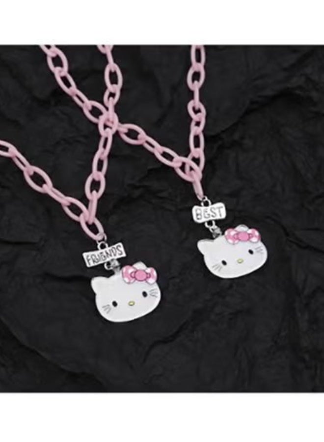 Hello Kitty Best Friends Matching Necklaces: Pink Chain BFF Pendant Set