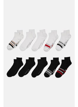 Men 10 Pairs Brand Logo Socks, Black/White - pzsku/Z588405F0E7013CA58E1EZ/45/_/1724351241/7b943d66-9bad-4d09-a81f-477701abfac0