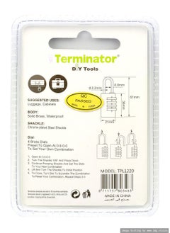 Terminator Terminator brand Brass Combination Pad Lock 20mm 4 Wheel  - Image 2