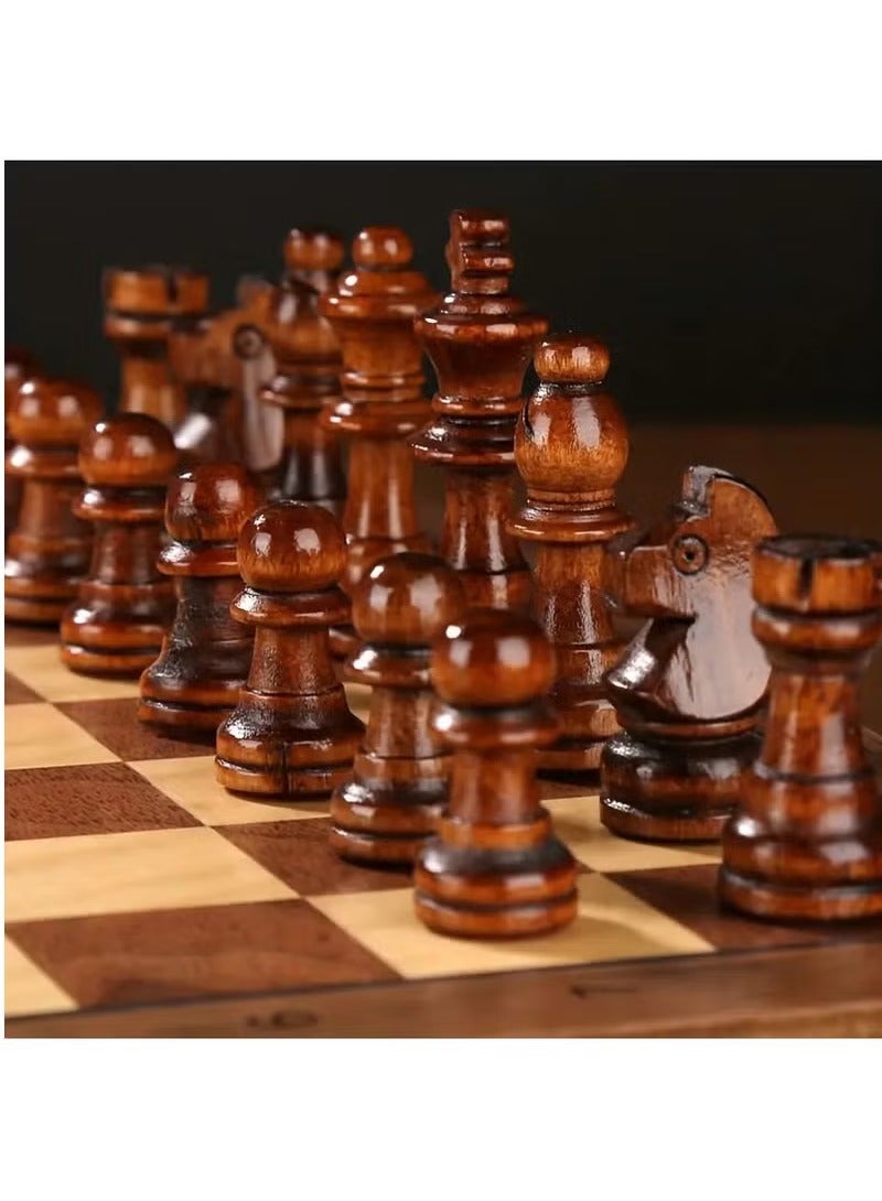 Premium Quality, Handcrafted Rosewood Unique Chess Board Set, Foldable Secure Storage for Magnetic Pieces with Extra Queens, Chess Set for Kids and Adults, Brown - Image 4