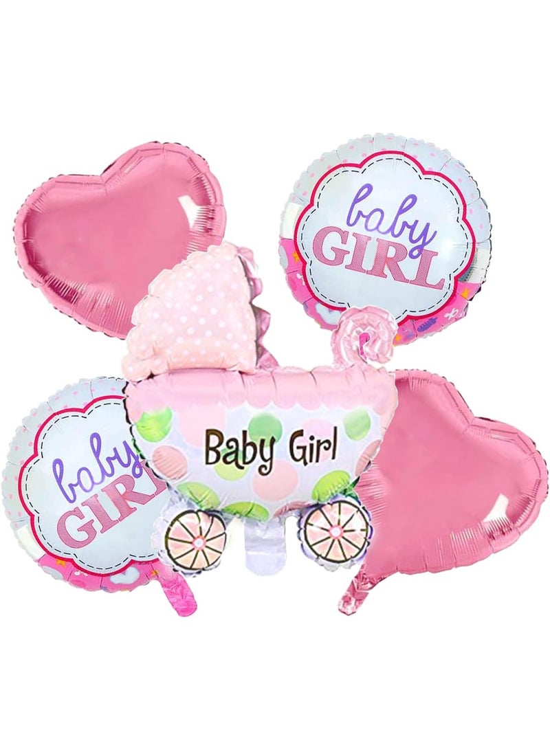 Gender Reveal Party Supplies Baby Shower Foil Cradle Balloon Pack of 5 Pink Welcome Baby Girl Balloon - Image 1