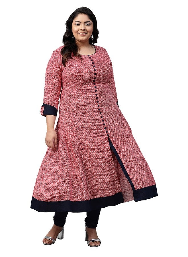 Yash Gallery Designer Printed Rayon Regular Fit Anarkali Kurta for Women, Stylish Festive Outfit, Ideal Ethnic Gift Pink, 5XL - Image 1