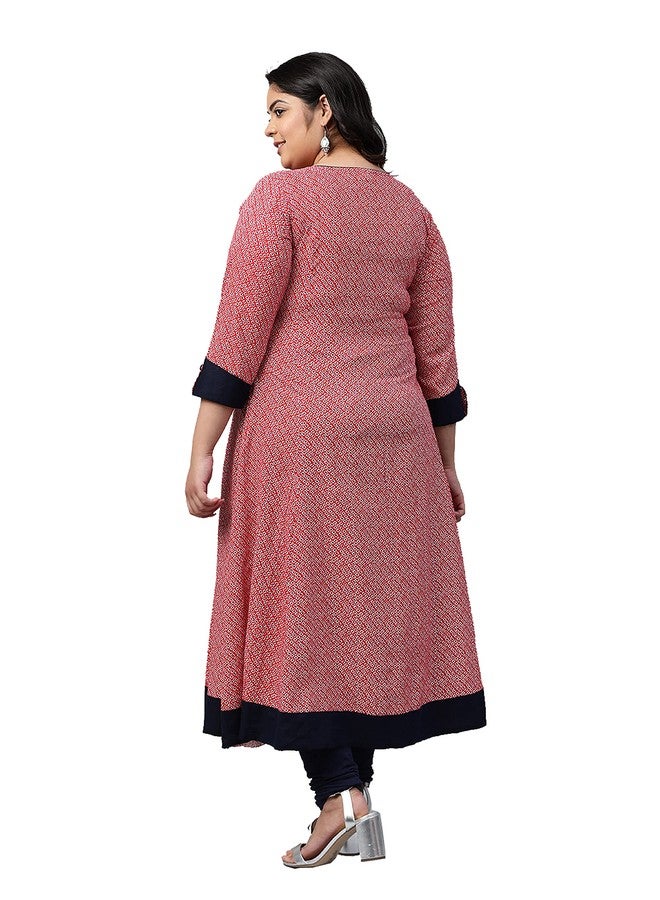 Yash Gallery Designer Printed Rayon Regular Fit Anarkali Kurta for Women, Stylish Festive Outfit, Ideal Ethnic Gift Pink, 5XL - Image 4