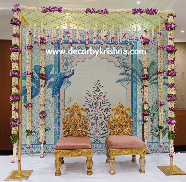 DHARA CREATION Green Tree Printed 8FT8FT Backdrop Cloth for Pooja Decoration Traditional Background Curtain Cloth for Festival Washable Fabric - Image 4
