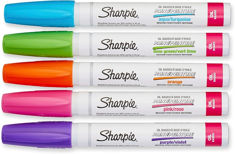 Sharpie Oil-Based Paint Markers, Medium Tip, Fashion Assorted Colors, 5 Count - Image 2