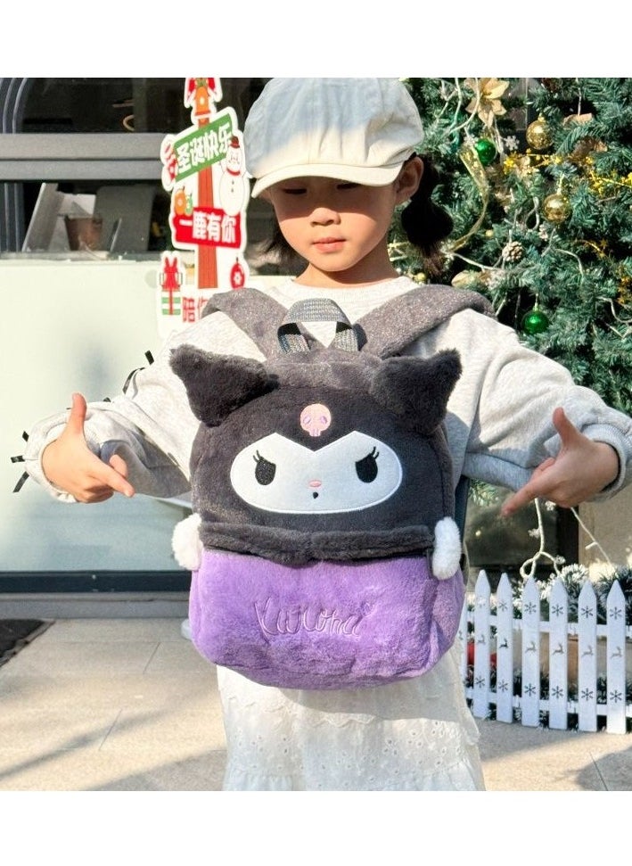 Sanrio Kuromi crossbody bag, handbag, plush bag, children's handbag, purple and black  - Image 2